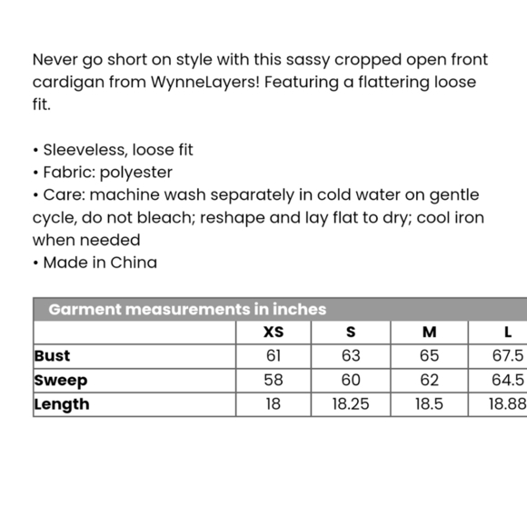 Nwt WYNNE LAYERS cropped open front cardigan - Picture 2 of 3